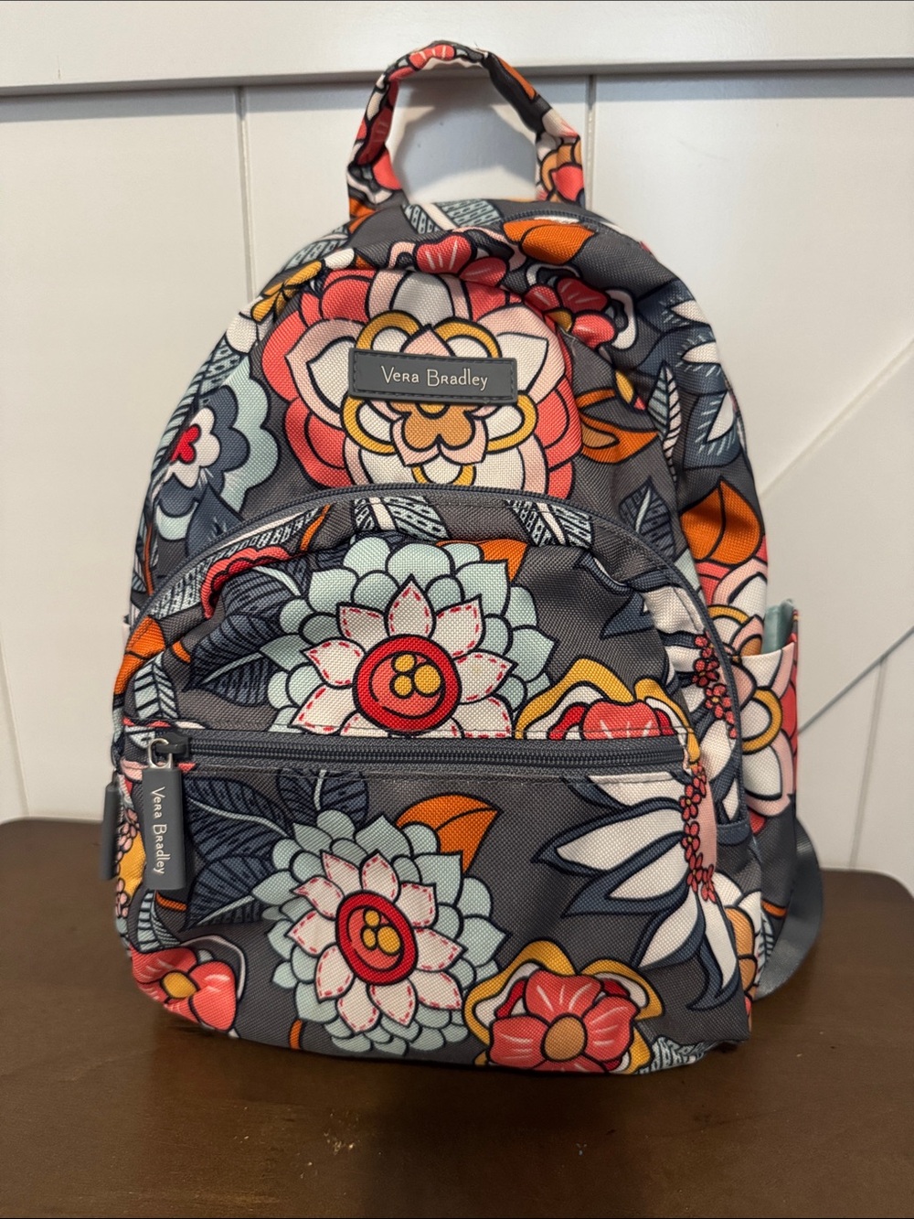 Vera Bradley Gray Multi Floral Mini Backpack